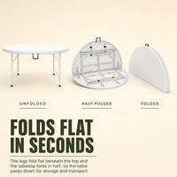 Ensemble table et chaises pliantes rondes directement de l'usine, table pliante en plastique de 1,2 m et 8 chaises pour la location d'événements, vente en gros