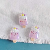 10 pièces de cabochons en résine à dos plat, série licorne mignonne, arc-en-ciel, glace, scrapbooking, bricolage, bijoux, artisanat, accessoires de décoration