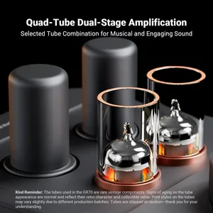 Amplificatore per cuffie a valvole Fosi Audio GR70, preamplificatore in classe A con valvole 5654W*2 e 6AC7*2, jack da 3,5 mm e 6,35 mm aggiornato - Product Image 2