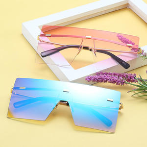 Gafas de <span class=keywords><strong>sol</strong></span> sin montura transparentes a la moda multicolor, montura cuadrada grande, gafas de <span class=keywords><strong>sol</strong></span> de gran tamaño - Product Image 1