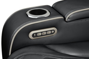 Fauteuil inclinable rembourré de style moderne, 2 pièces, pour salon, fabriqué en bois, avec fonction massage incluse - Noir - Product Image 5