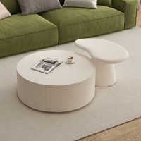 Table d'appoint ronde minimaliste blanche en bois massif de haute qualité, ensemble de tables basses modernes pour salon avec rangement
