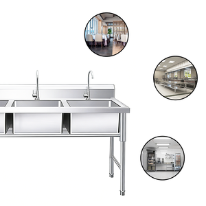Cuci Piring Tiga Lubang Stainless Steel 201/304 Langsung dari Pabrik Cina, Tahan Lama untuk Dapur Komersial, Anti Karat, dan Mudah Dibersihkan - Product Image 4
