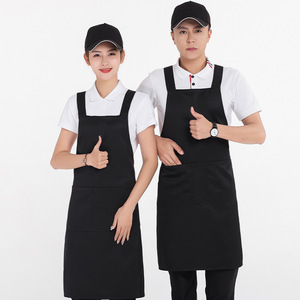 Solid Color <b>Apron</b> Orange Polyester Waterproof Oil Resistant Restaurant Bar Uniforms With Pockets Comfortable Wear - Product Image 3