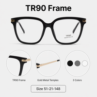Montura de Gafas Ópticas Cuadradas con Aro Completo TR90 para Hombre, Ligeras, para Uso Diario y Profesional
