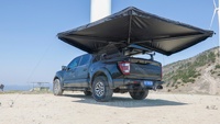 Auvent 270 degrés à double poteau avec LED RGB synchronisées à la musique, changeant de couleur, étanche, pour camping-car