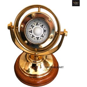 Brújula Náutica Analógica de Latón de 5'' de Alta Precisión, Decoración para el Hogar, Guía Direccional, Uso en Senderismo y Actividades al Aire Libre - Product Image 2