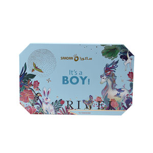 Impression personnalisée logo fille garçon bleu rose bébé annonce <span class=keywords><strong>naissance</strong></span> vêtements magnétique cadeau boîte nouveau-né baby shower coffret cadeau - Product Image 5