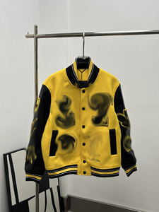Designer samenwerking honkbal leren mouw wollen body borduurwerk patch streetwear hop casual jas - Product Image 4