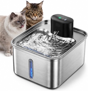 Fontaine à eau automatique pour animaux de compagnie en acier inoxydable 304, ultra silencieuse, distributeur d'eau pour chat 3,2L/3,5L, fontaine à eau pour animaux de compagnie avec capteur de mouvement - Product Image 1