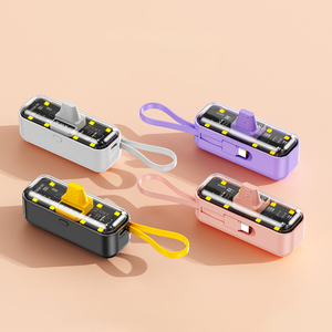 Promotional Gifts Mini Capsule Power Bank 5000mah Fast Charging Pocket Emergency Power Banks With Cable Plug USB C Charge