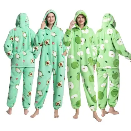 맞춤형 도매 NALAIMEI2023 가족 여성 Onesie 잠옷 새로운 가을 겨울 특대 부드러운 양털 점프 수트