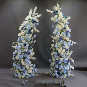 Arche de mariage en forme de trompette avec toile de fond florale, arrangement d'arche de fleurs artificielles, décoration de mariage - Product Image 4