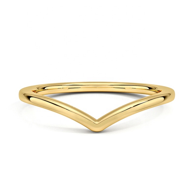 Milskye High Quality Silver 925 Stacked Curved Chevron Shape V Ring Engagement Wedding