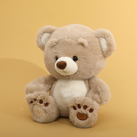 Boneka Beruang Duduk Isi Kapas PP Super Lembut Ramah Kulit, Desain Cetak Kaki 3D Bergaya Teddy Cokelat yang Menarik, Dapat Dipesan Sesuai Keinginan