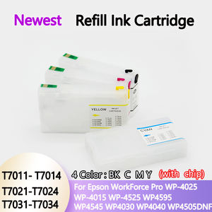 Cartouche d'encre rechargeable 4 couleurs T7011 T7021 T7031 avec puce ARC pour <span class=keywords><strong>Epson</strong></span> <span class=keywords><strong>WP</strong></span>-4025 <span class=keywords><strong>WP</strong></span>-<span class=keywords><strong>4015</strong></span> <span class=keywords><strong>WP</strong></span>-4525 WP4595 WP4545 WP4030 WP4040 - Product Image 1