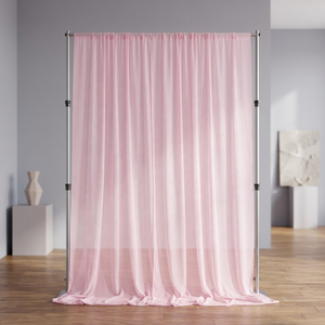 Adjustable Telescopic Pipe and Drape Romantic Pink Sheer Fabric <b>Backdrop</b> Pipe <b>Stand</b> for Decoration - Product Image 4