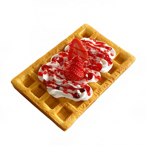 Rectangular Belgian Waffle Model PU Bead Base <b>PVC</b> Cream Berries Chocolate <b>Toppings</b> Crispy Eye Catching Cafe Window Displays - Product Image 2