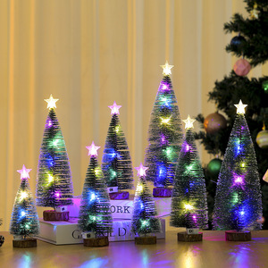 Artificial Luminous Mini Plastic String Light Pine Tree Christmas Tree and Decorations with Bases <b>Tabletop</b> Decor - Product Image 1