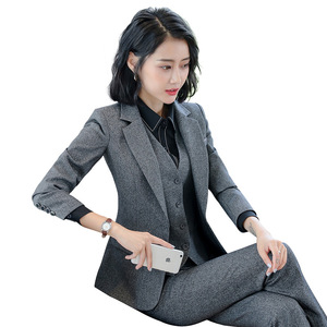Women's Formal Suit Set Polyester Fiber Full Sleeve Anti-Wrinkle Office Lady Spring Work Clothes - Product Image 5