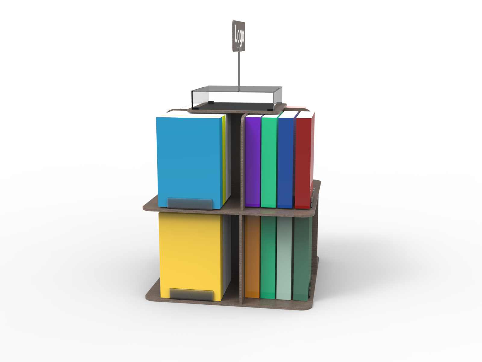 2-tier Modern Book Floor Stand Display Rack for MDF Wood for Promotion in Retail Shops and Supermarkets — view 3