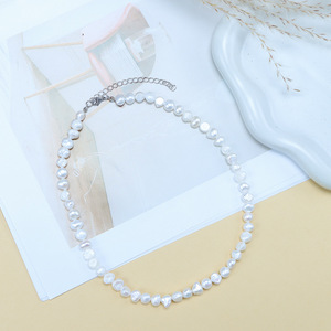 Collier de perles d'eau douce 3-5 mm ovales irrégulières, bijoux élégants de style classique pour femme - Product Image 4