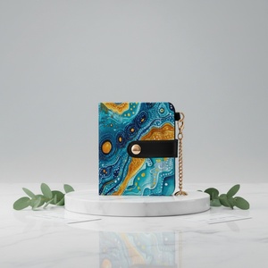 Petit portefeuille fin et portable pour cartes de crédit et cartes d'identité en PVC, avec fermeture éclair, imprimé tribal polynésien, rabat magnétique, en cuir PU, portefeuille court - Product Image 2
