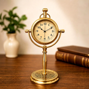 Classic Swivel Brass <b>Table</b> <b>Clock</b> 360 Degree Rotating Vintage Desktop Timepiece Retro Office Home Decor - Product Image 1