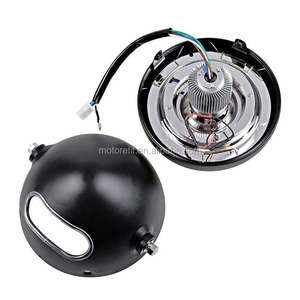 RTS 6 1/2 "Moto Rétro Noir Clair Lentille Phare Avec Halo Anneau pour Bobber <span class=keywords><strong>Cafe</strong></span> Racer Cruiser Vintage Style - Product Image 4