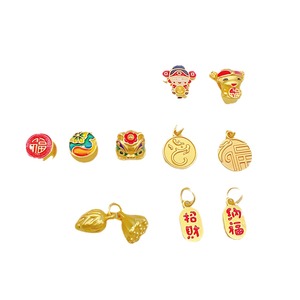 Seiwa Gold Plated Lucky Charm Spacer Beads Lion Dance Pendant Bracelet Accessories Alloy Oil Dripping Winter 2023 - Product Image 5