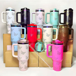 แก้วน้ำเก็บความเย็นแบบมีหูจับ ขนาด 40 ออนซ์ สลักลายการ์ตูนตามสั่ง พร้อมหลอดดูด ทำจากสแตนเลสสองชั้น - Product Image 5