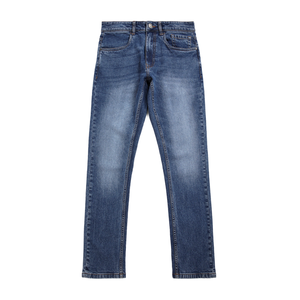 Jeans de Mezclilla Azul Lavado a la Piedra para Hombre, Corte Recto, Cintura Media, Cierre de Botones, Estilo Casual, 100% Algodón Tejido - Product Image 1