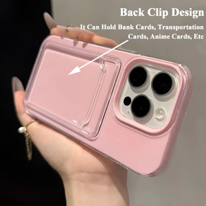 Étui de téléphone de luxe antichoc en TPU souple couleur bonbon avec fente pour cartes, coque transparente double fonction pour la série <span class=keywords><strong>iPhone</strong></span> - Product Image 3
