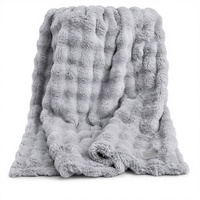 Plaid Jacquard 3D Double Face à Bulles Gris Doux et Moelleux, Couverture Polaire à Motif Géométrique, Couverture Chaude et Confortable pour Canapé et Lit