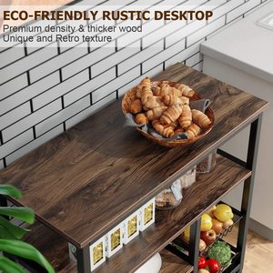 Cuisine Baker Rack 4 Niveau & 4 Niveau Micro-ondes De Stockage Stand avec 2 Slide-Out Mesh Paniers Vintage Étagère de Rangement pour Épices - Product Image 3