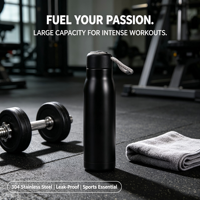 Termo Deportivo de Acero Inoxidable 304, Botella de Agua Portátil de Gran Capacidad, Termo de Vacío para Gimnasio, Viajes y Actividades al Aire Libre, con Logotipo Personalizado
