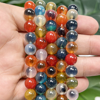 Perles rondes en pierre d'agate naturelle colorée en forme de cœur de sucre, 8mm, 45 pièces, perles en vrac pour la fabrication de bijoux, bracelets, colliers, accessoires