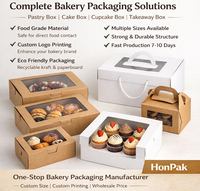 Emballages personnalisés pour pâtisseries, gâteaux, beignets, cupcakes, boîtes à bento avec fenêtre HONPAK