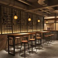 Ensemble de chaises de bar en bois personnalisées en gros, tabourets de restaurant industriels, tabouret de bar avec pieds en métal et repose-pieds