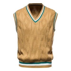 Maglioni da <span class=keywords><strong>uomo</strong></span> di design personalizzato scollo a v maglioncino in <span class=keywords><strong>lana</strong></span> Cashmere <span class=keywords><strong>Gilet</strong></span> da <span class=keywords><strong>uomo</strong></span> senza maniche <span class=keywords><strong>Gilet</strong></span> Tricot Hommes - Product Image 2