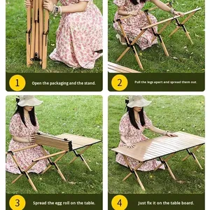 Rectangular Folding <b>Outdoor</b> <b>Table</b> Engineered Wood Minimalist Design 4 Seating Capacity Portable Lightweight Garden Furniture - Product Image 4