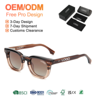 Lunettes de soleil polarisées carrées en acétate avec logo personnalisé, protection UV400, pour hommes et femmes, vente en gros, OEM ODM