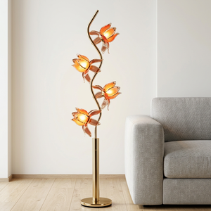 Lámpara de pie decorativa con forma de flor de loto de 4 cabezas con pantalla luminosa para el hogar - Product Image 1