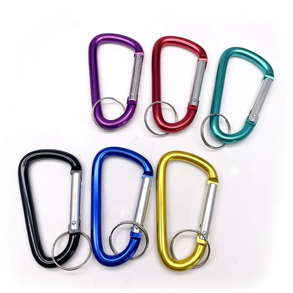 BT-A88 6Pcs Ronde 78Mm Karabiner Custom Logo Sleutelhanger Aluminium Haken Met Sleutelhanger Karabijnhaak D Clip 3"