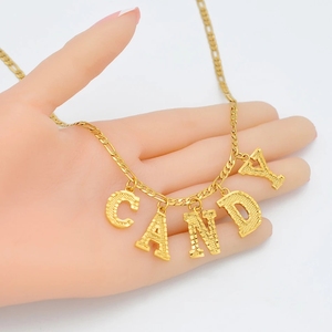 Custom <strong>Initial</strong> Combined Letter <strong>Charm</strong> Children's Gold Plated Brass Hip Hop <strong>Necklace</strong> - Product Image 5