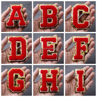 Mode noël 8CM hauteur Chenille rouge paillettes anglais lettre fer sur patchs pour vêtements lettre broderie vêtements Applique