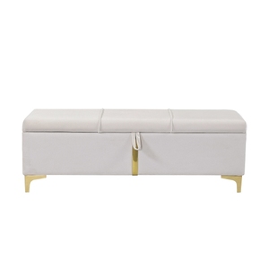 Elegant Upholstered Storage Ottoman Bench with Metal Legs, Multipurpose for Bedroom Living Room, Pre-Assembled Except Legs - Product Image 5