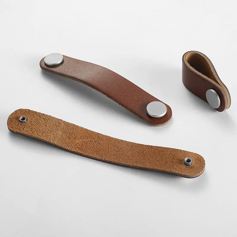 Decorative Drawer Pulls Handle Vintage Leather Case Handle Tan Leather Pull Handles Drawer //