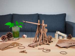 Modè<span class=keywords><strong>le</strong></span> de <span class=keywords><strong>trebuchet</strong></span> à contrepoids en bois vintage, modè<span class=keywords><strong>le</strong></span> de puzzle en bois 3D à monter soi-même, puzzle 3D - Product Image 4