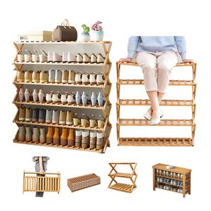 Meuble de rangement à chaussures pliable et rétractable en gros, étagère à chaussures en bois pour la maison - Product Image 1